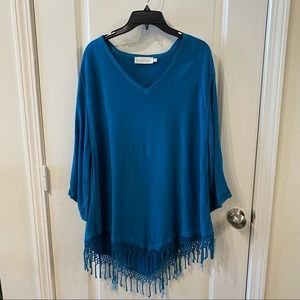 Soft Surrondings Blue Fringe Tunic Top Size S/M